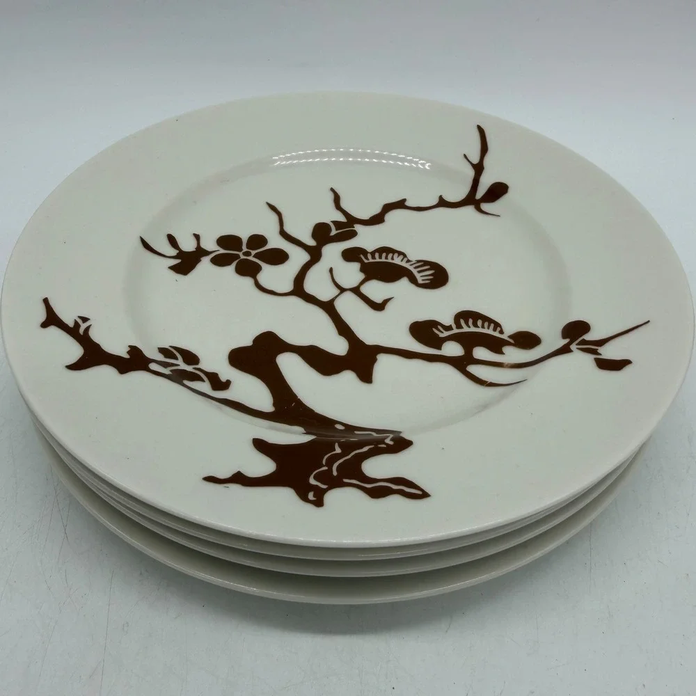 Fitz and Floyd Vintage 1976 Bonsai Tree Salad Dessert Plates Set of 4 Excellent